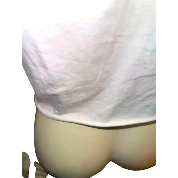 Authentic Versace Jeans Couture iridescent logo Off-Shoulder White Crop Tee L - Picture 5 of 8